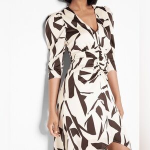 Express Black and White Ruched Wrap Dress